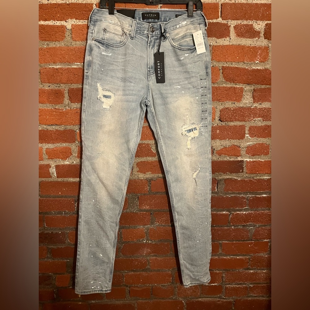 NEW Ripped Paint Splatter Stretch Skinny Jeans